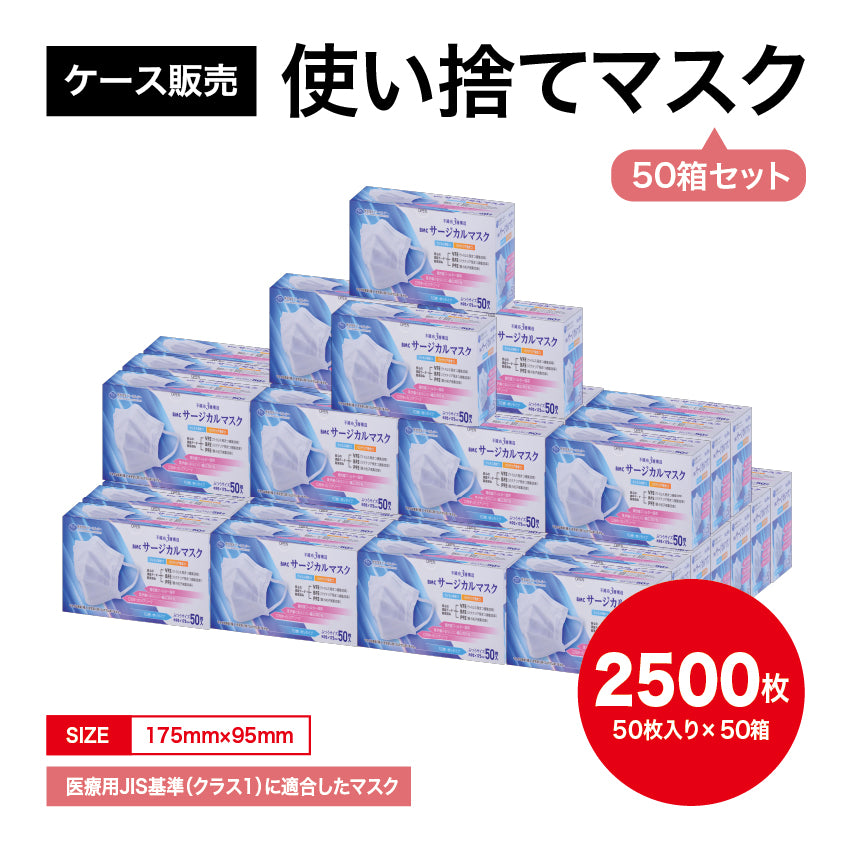 【まとめ買い】衛生マスク(BMCサ-ジカル・ふつう・50枚入×50箱)
