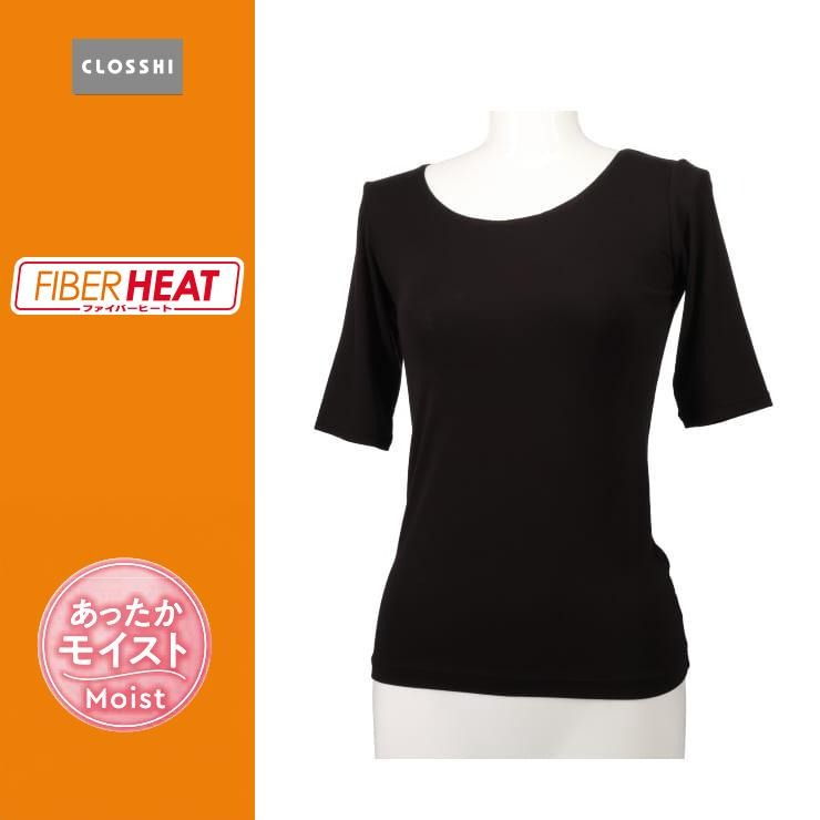 レディース FIBER HEAT MOIST ラウンドネック5分袖(M~LL・CLOSSHI)