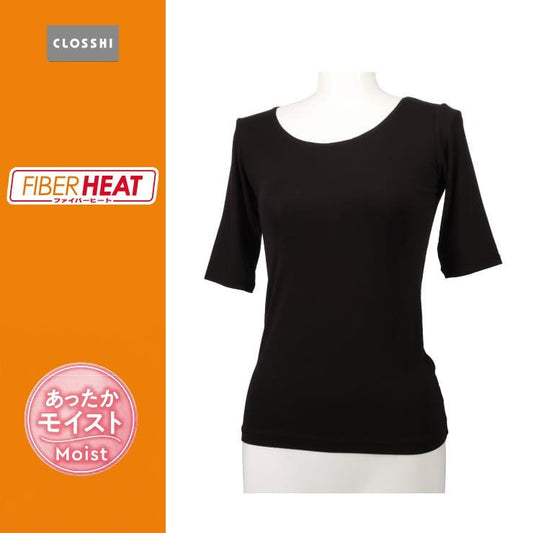レディース FIBER HEAT MOIST ラウンドネック5分袖(M~LL・CLOSSHI)