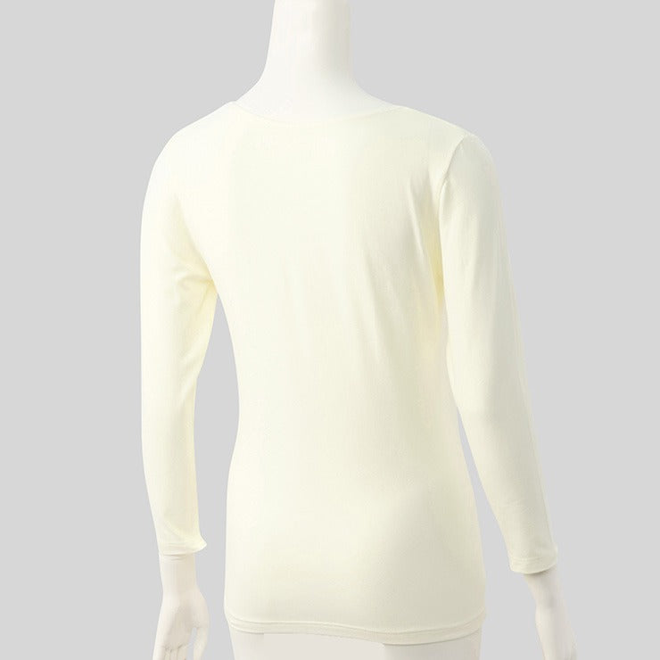 レディース ラウンドネック8分袖インナー(M~LL・FIBER HEAT COTTON)
