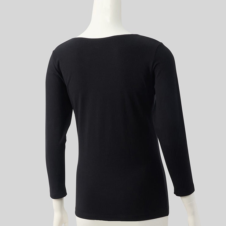 レディース ラウンドネック8分袖インナー(M~LL・FIBER HEAT COTTON)
