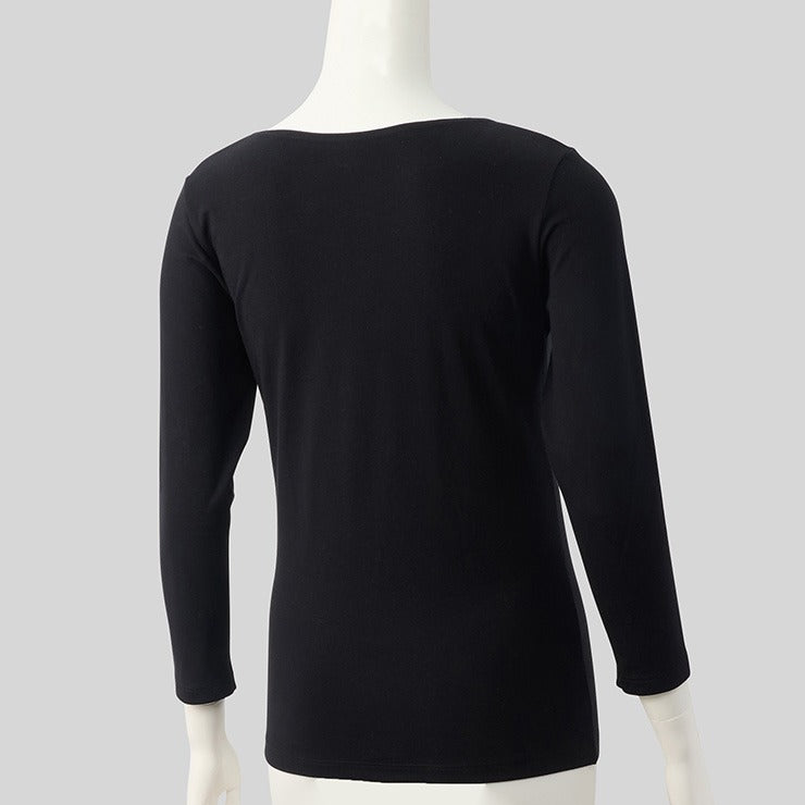 レディース ラウンドネック8分袖インナー(3L~5L・FIBER HEAT COTTON)