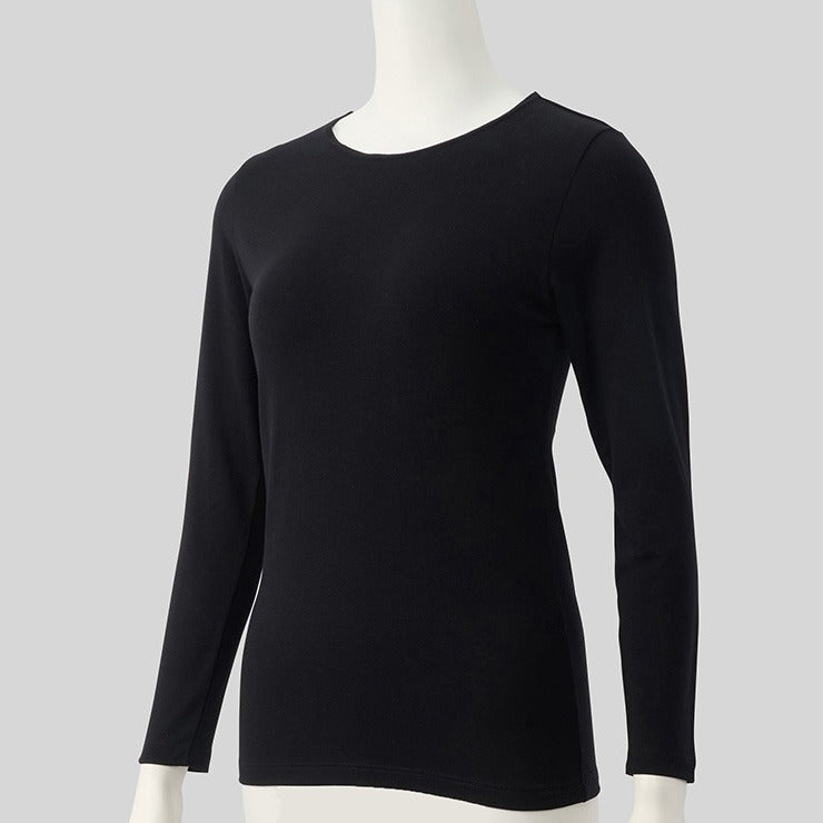 レディース クルーネック長袖インナー(3L~6L・FIBER HEAT COTTON)