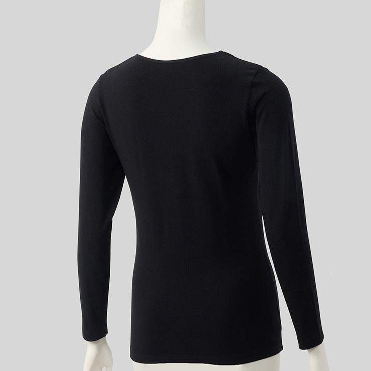 レディース クルーネック長袖インナー(3L~6L・FIBER HEAT COTTON)