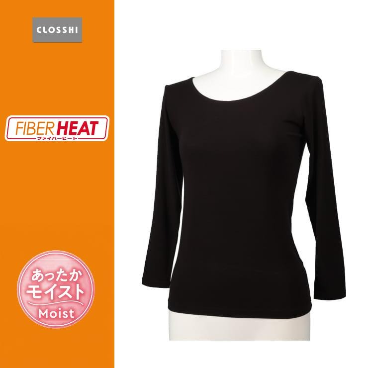 レディース FIBER HEAT MOIST ラウンドネック8分袖(3L~6L・CLOSSHI)