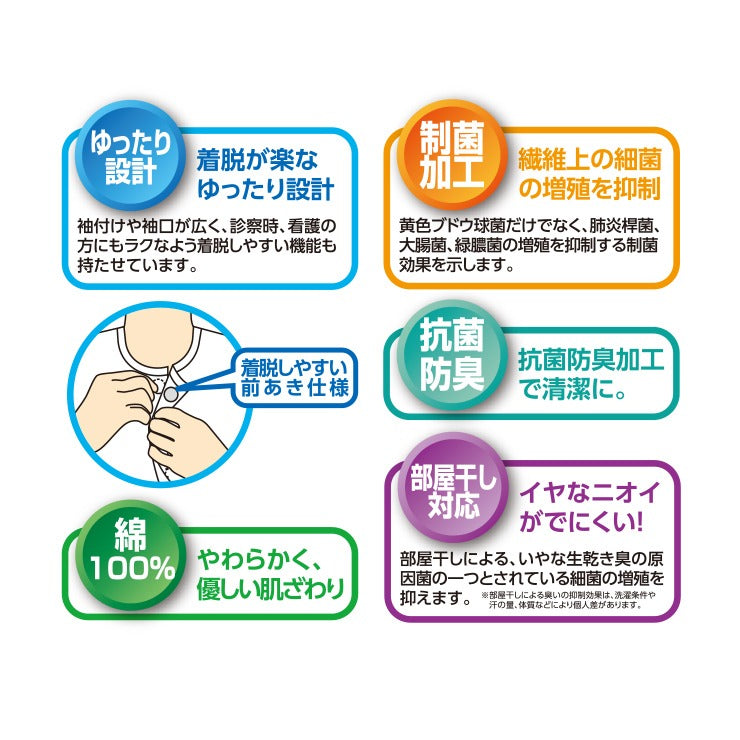 メンズ 2枚組前開き7分袖インナー(らくらく肌着)