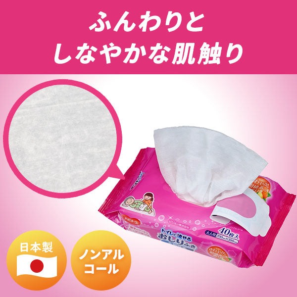 ハビナース トイレに流せるおしりふき 大判厚手(40枚入り)