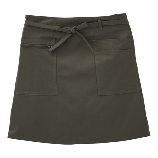 多ポケット ギャルソンエプロン（2部屋ポケット）カーキ/ブラック