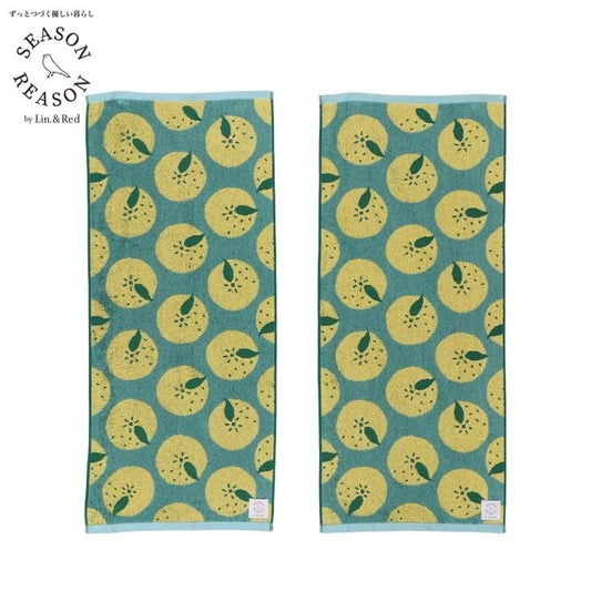 2枚組フェイスタオル（SEASON REASON) 八朔柄
