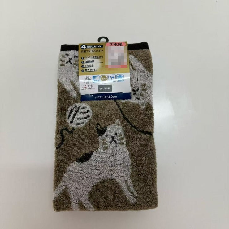 2枚組フェイスタオル（4つのこだわり・猫）