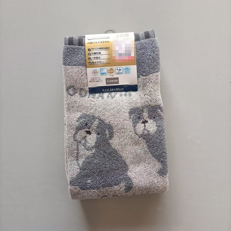 2枚組フェイスタオル（4つのこだわり・ブルドッグ）