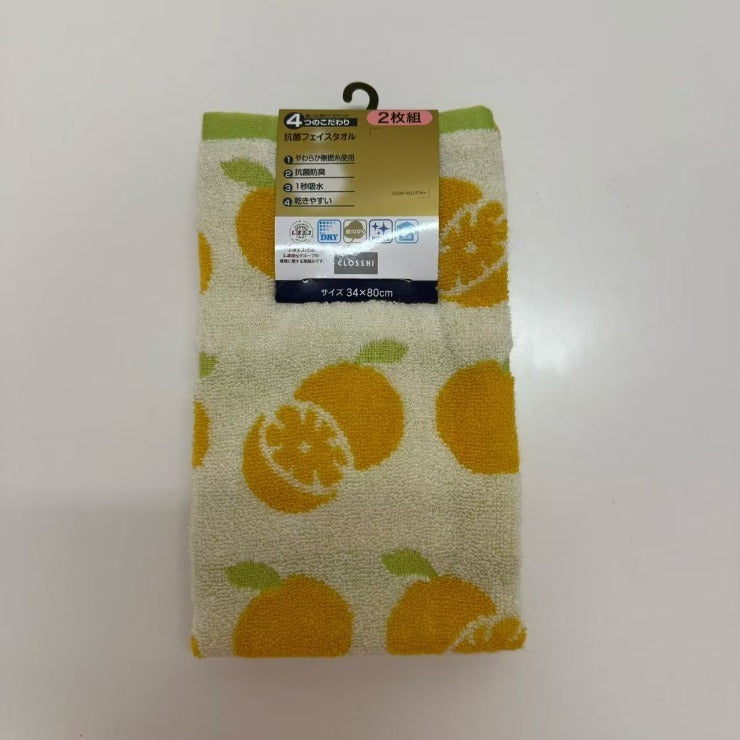2枚組フェイスタオル（4つのこだわり・みかん）
