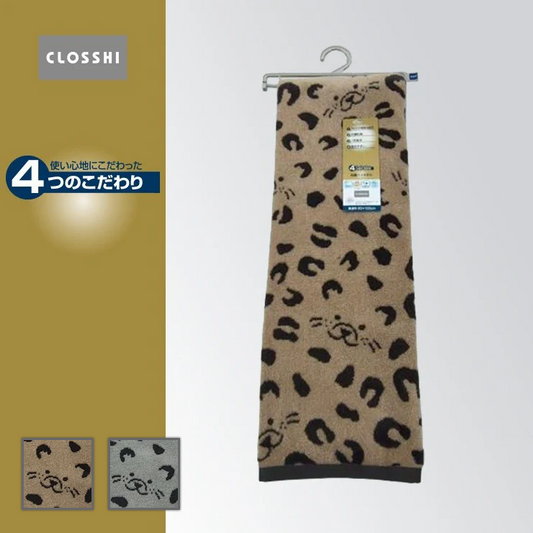 バスタオル（4つのこだわり・ヒョウ柄＆フェイス）