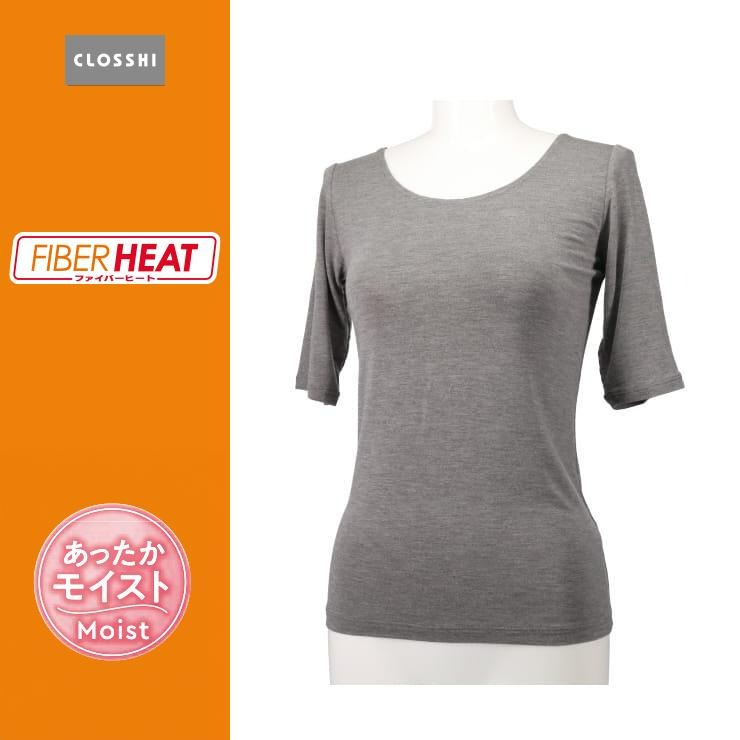 レディース FIBER HEAT MOIST ラウンドネック5分袖（M～LL・CLOSSHI）