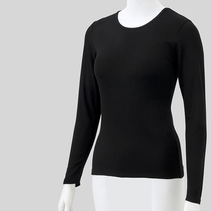 レディース　クルーネック長袖（3L～6L・FIBER HEATプレミアム あったかモイスト）