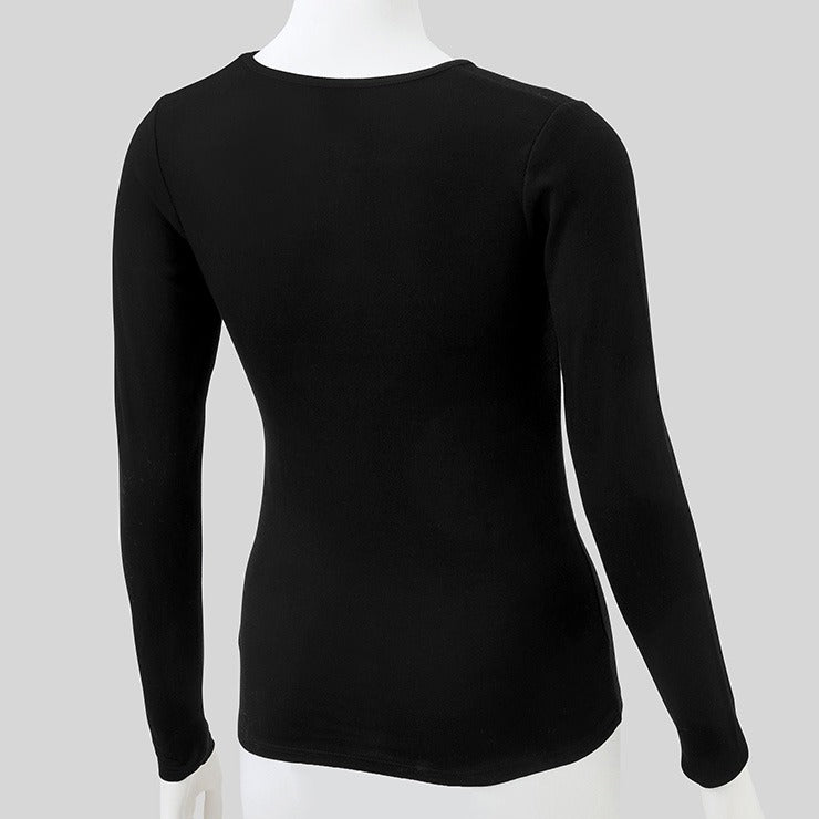 レディース　クルーネック長袖（3L～6L・FIBER HEATプレミアム あったかモイスト）