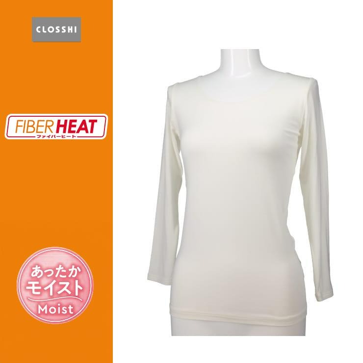 レディース FIBER HEAT MOIST ラウンドネック8分袖（S～LL・CLOSSHI）