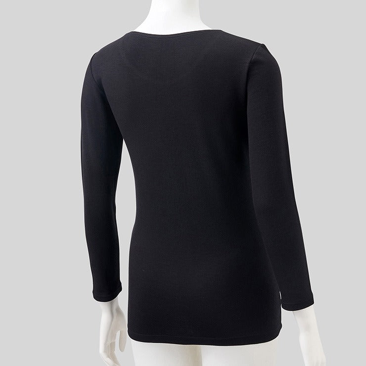 レディース ラウンドネック8分袖（3L～6L・FIBER HEAT あったかコットン）