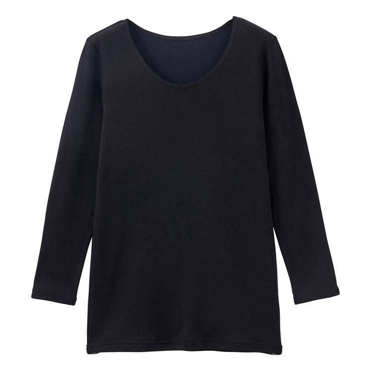 レディース ラウンドネック8分袖（3L～6L・FIBER HEAT あったかコットン）