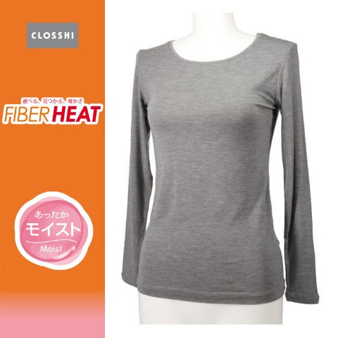 レディース クルーネック長袖（FIBER HEATモイスト）