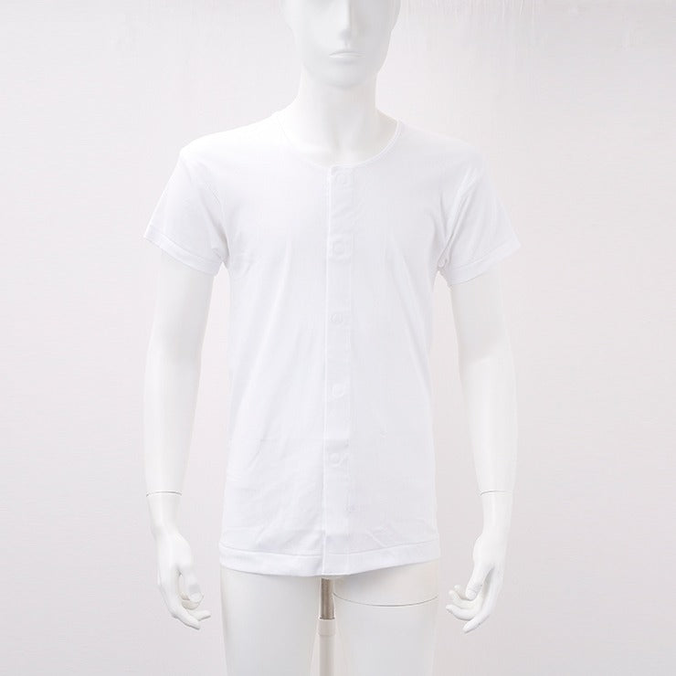 メンズ　2枚組前開き半袖インナー（らくらく肌着）