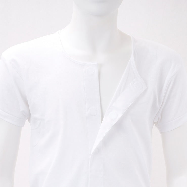 メンズ　2枚組前開き半袖インナー（らくらく肌着）