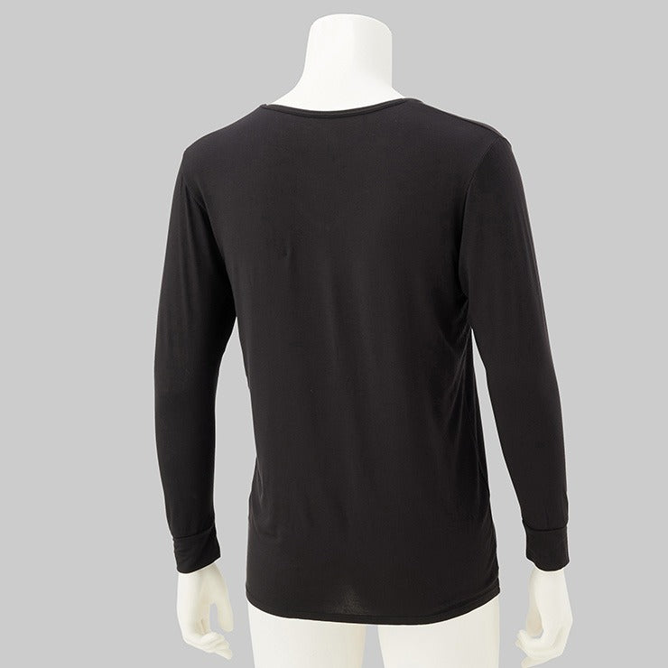 メンズ　長袖V首インナー（S～LL・FIBER HEAT あったかモイスト）
