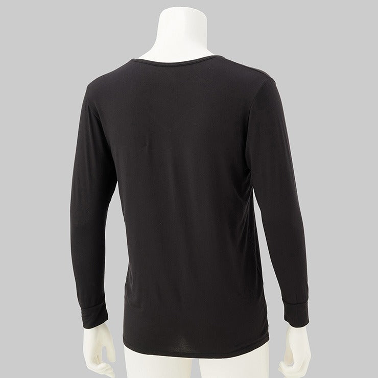 メンズ　長袖V首インナー 3L～5L（FIBER HEAT あったかモイスト）