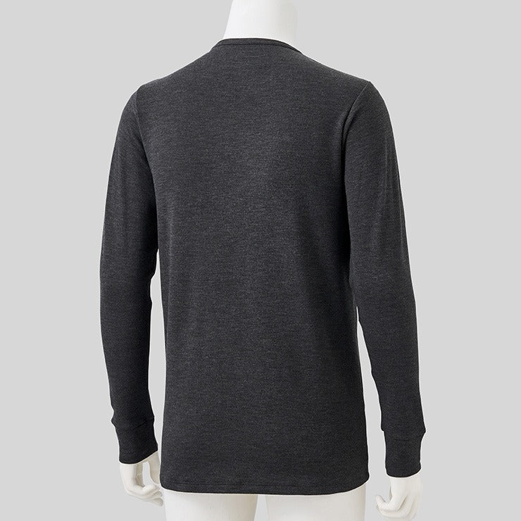 メンズ　長袖丸首インナー（M～LL・FIBER HEATプレミアム あったかコットン）