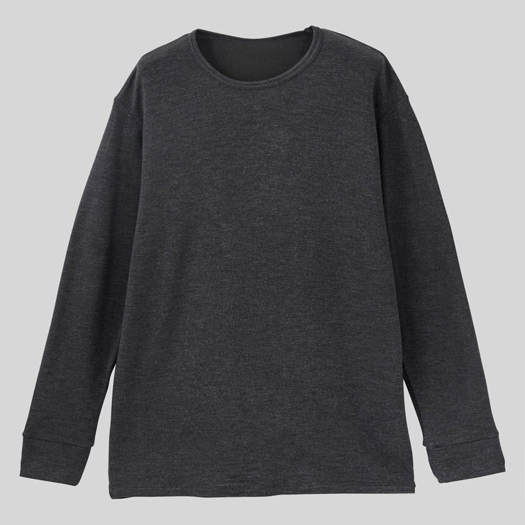 メンズ　長袖丸首インナー（M～LL・FIBER HEATプレミアム あったかコットン）