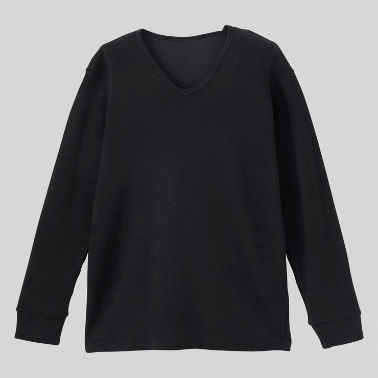 メンズ　長袖V首インナー（M～LL・FIBER HEATプレミアム あったかコットン）