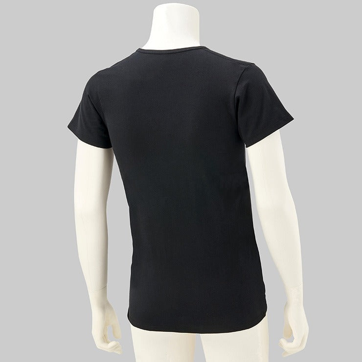 メンズ　半袖Ｖ首インナー（M～LL・FIBERHEATコットン）