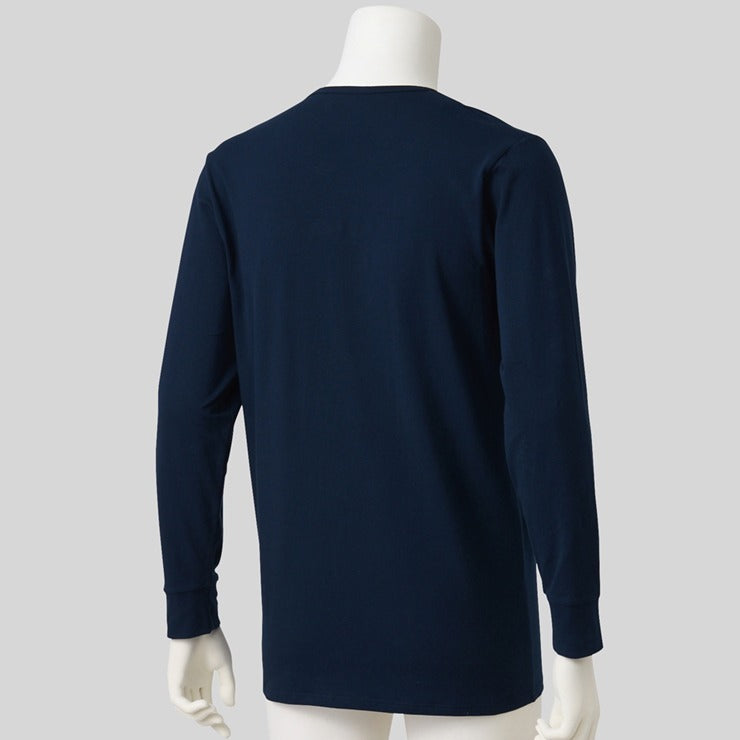 メンズ　長袖丸首インナー（M～LL・FIBERHEATコットン）