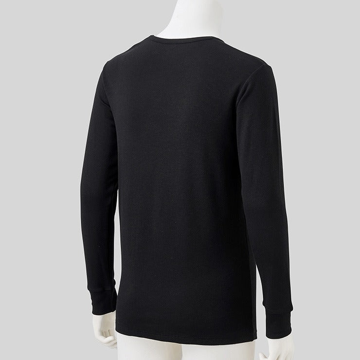 メンズ　長袖丸首インナー（3L～5L・FIBER HEATプレミアム あったかコットン）