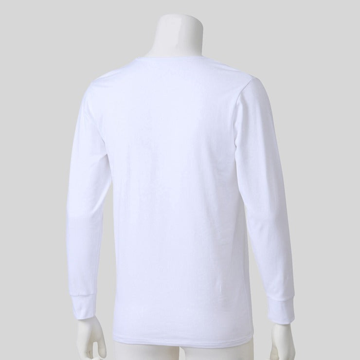 メンズ　長袖V首インナー（3L～5L・FIBERHEATコットン）