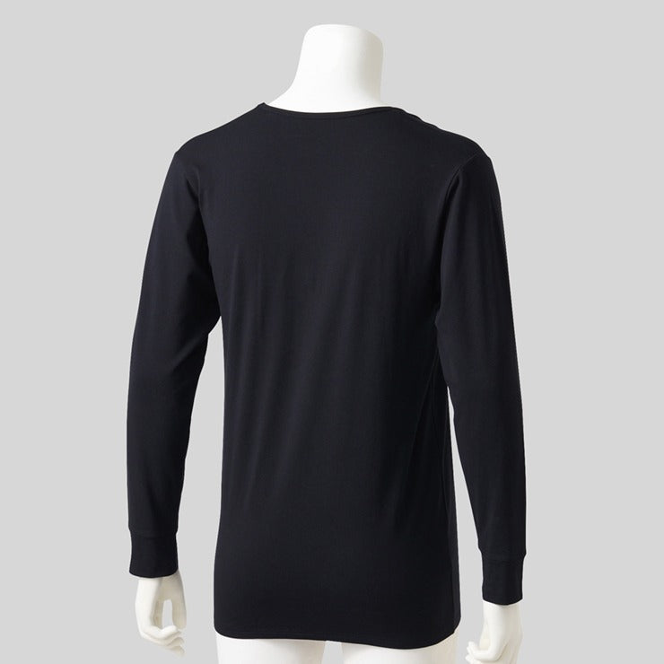メンズ　長袖V首インナー（3L～5L・FIBERHEATコットン）