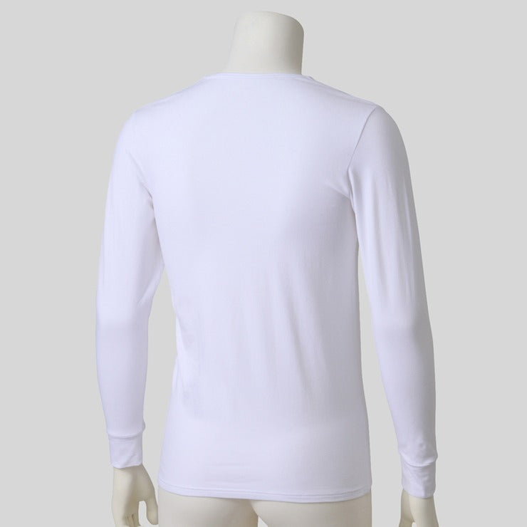 メンズ　長袖丸首インナー（3L～5L・FIBERHEATコットン）