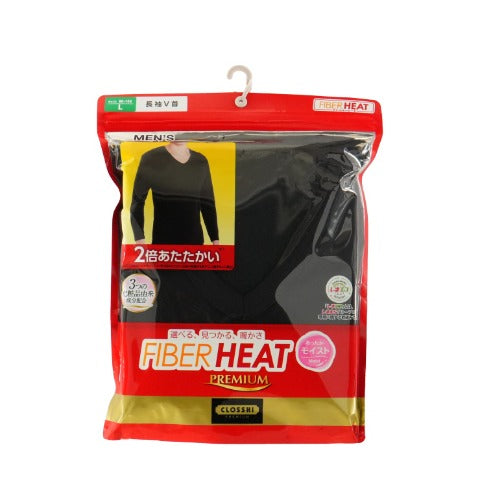 メンズ　長袖Ｖ首インナー（FIBERHEAT PREMIUM あったかモイスト）