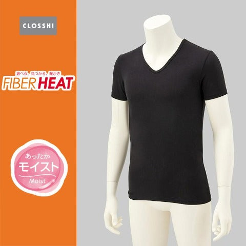 メンズ　半袖V首インナー（FIBER HEAT）