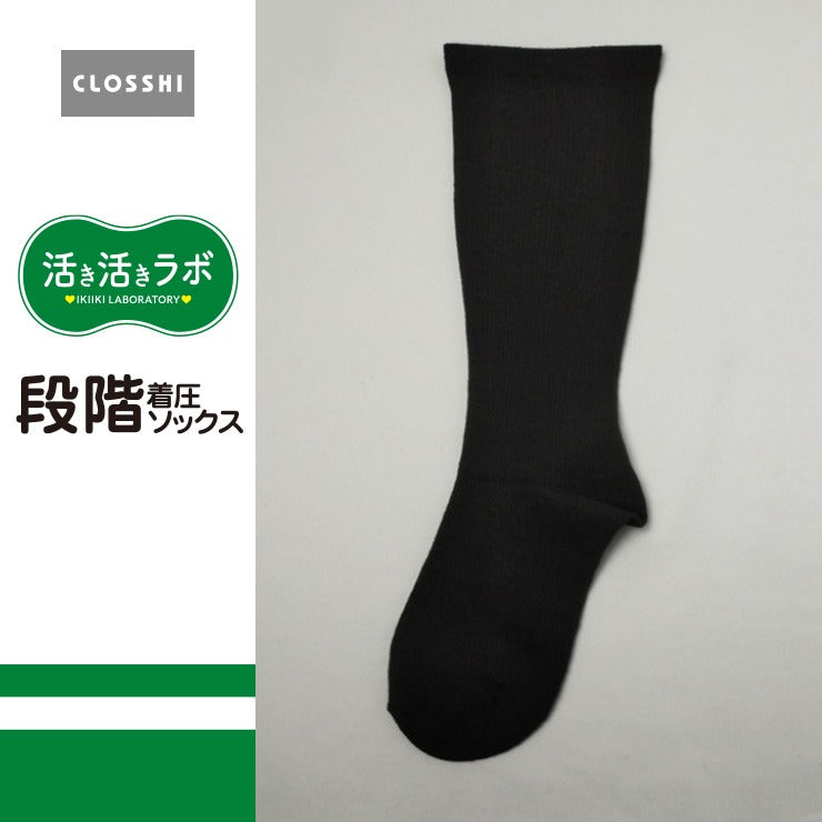 レディース　32cm丈　段階着圧ハイソックス（活き活きラボ）