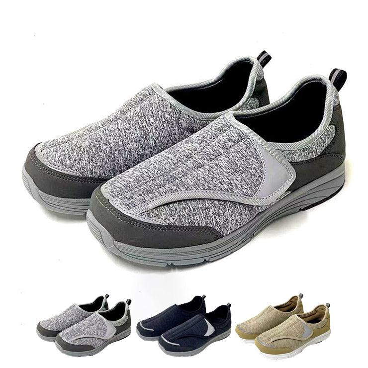 レディース　4E スニーカー（面ファスナー仕様・歩ペジオ）グレー／ブラック／ベージュ