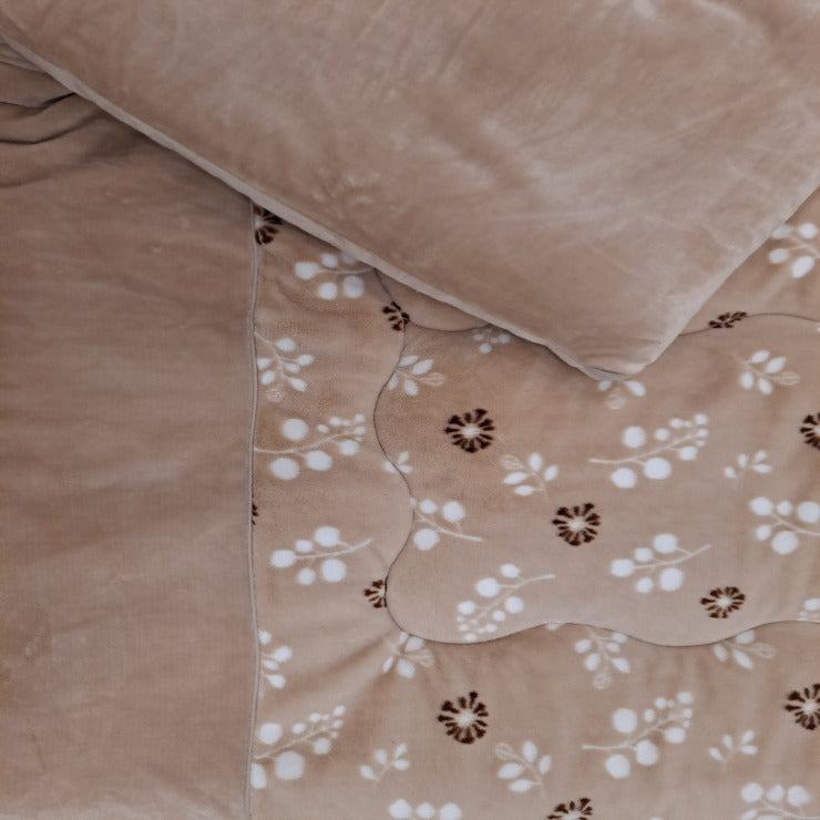 掛けふとん（シングルロングサイズ・FIBER HEAT）リーフ柄