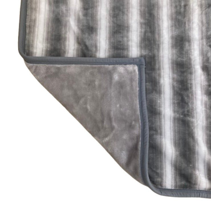 衿付き合わせ毛布（シングルサイズ・西川）ストライプ柄