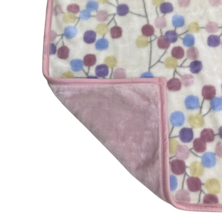 衿付き合わせ毛布（シングルサイズ・西川）ドットツリー柄