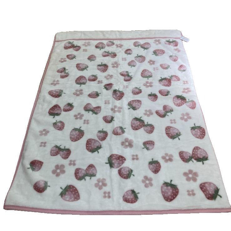 衿付き合わせ毛布（シングルサイズ・西川）イチゴ柄