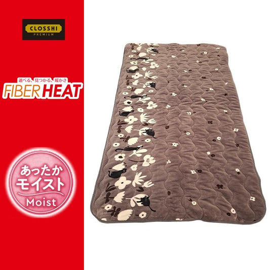 敷きパッド（シングルサイズ・FIBER HEAT）ネコ柄