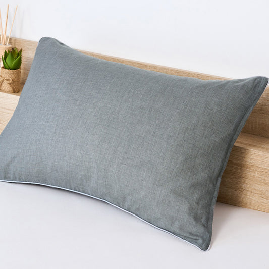 枕カバー シャンブレー（43×63cm）グレー/ネイビー